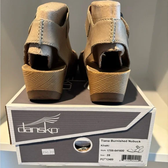 Dansko Taupe Open-Toe Ankle Strap Wedge Sandals EU 39 US 8.5-9 - Picture 3 of 4